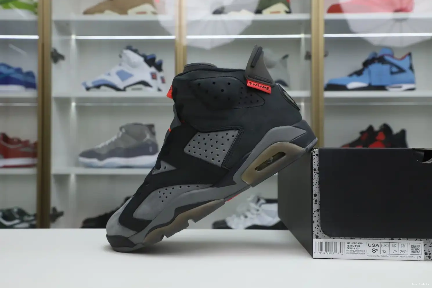 PARIS JORDAN 'IRON AIR 6 RETRO Kimikick GREY' X SAINT-GERMAIN 0809